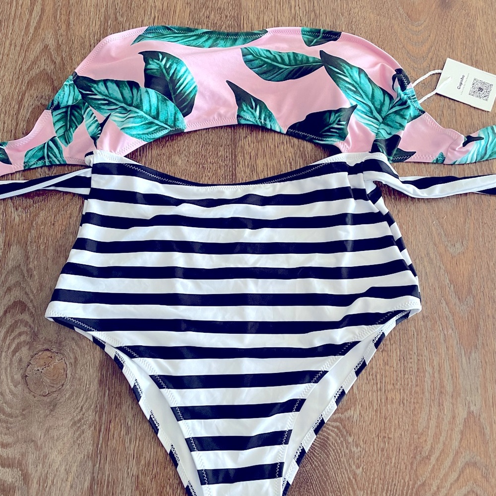 Cupshe strapless one piece with cut outs